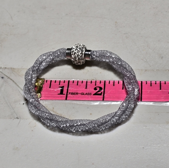 Triple Loop Stardust Mesh Disco Ball Magnetic Bracelet 14 - Picture 2 of 3
